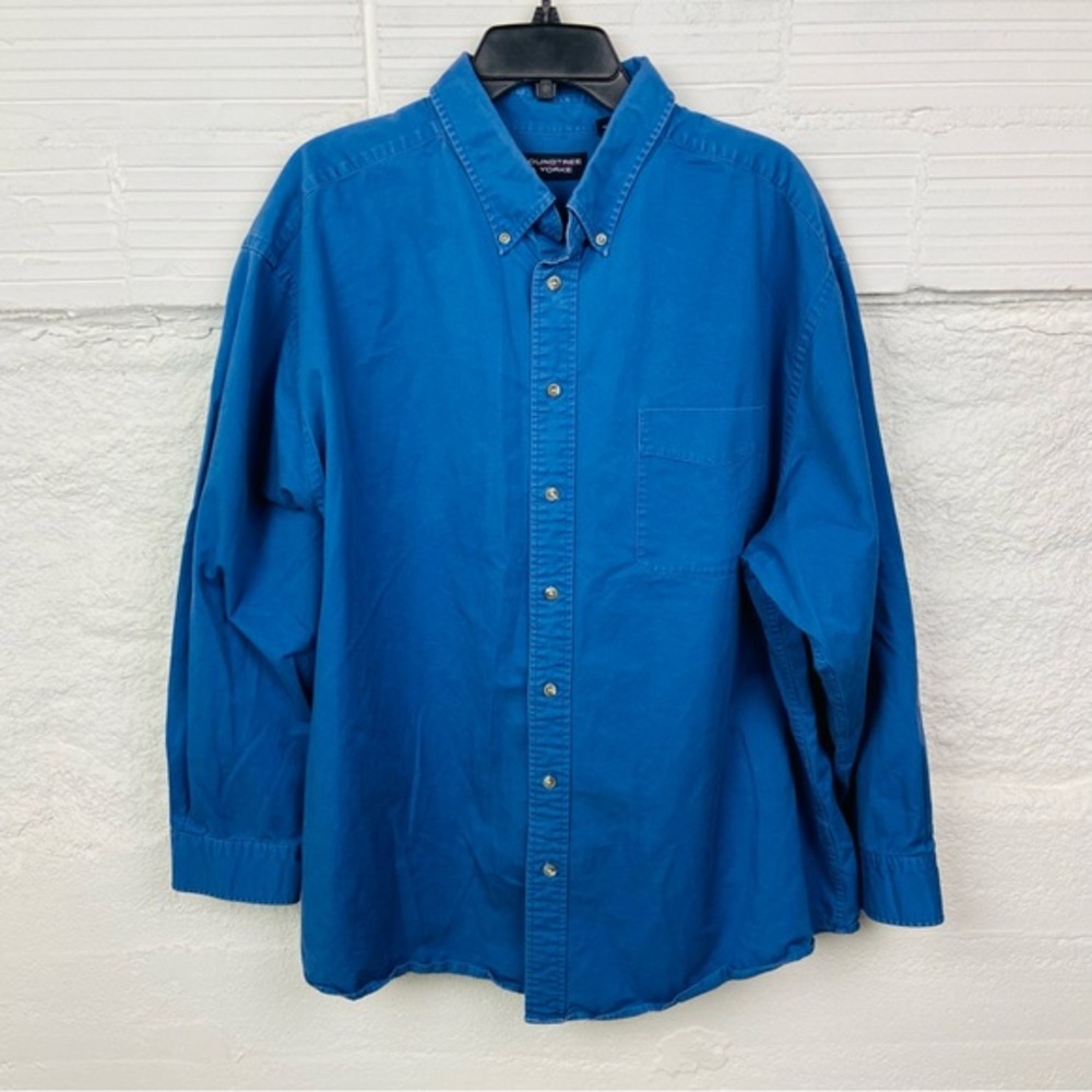 Roundtree & Yorke Vibrant Blue cotton Casual Button-Down Shirt size 2XB